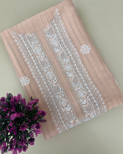 Mul Chanderi Chikankari Unstitched Mens Kurta - Blush Pink
