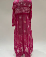 Georgette Anarkali Chikankari Kurta- Magenta Rose