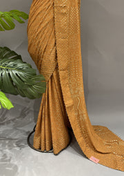 Pure Georgette Chikankari Saree - Copper
