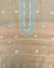 Mul Chanderi Chikankari Unstitched Mens Kurta - Blush Pink