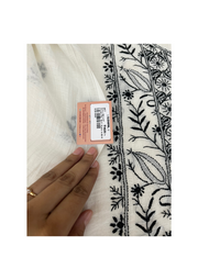 Chikankari Mul Chanderi Unstitched Suit - White and Black