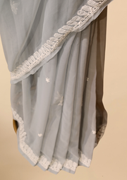 Georgette Chikankari Saree Grey - SC246160