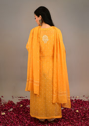 Sunshine Yellow Mul chanderi Suit