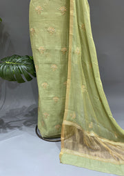 Tissue Chikankari Unstitch 2pc Suit - Sage Green