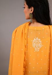 Sunshine Yellow Mul chanderi Suit