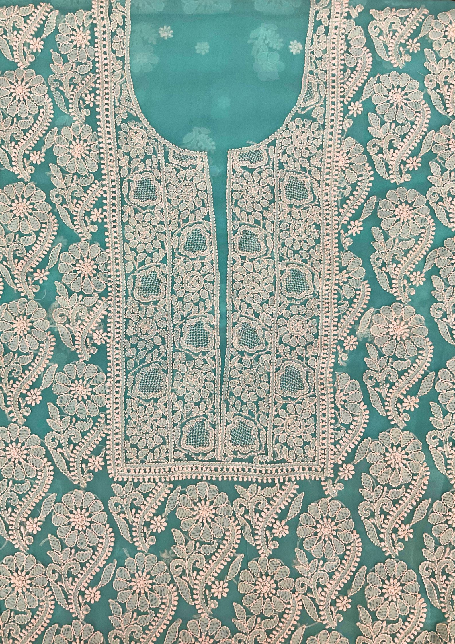 Georgette Unstitched Chikankari Suit 3 pc - Blue
