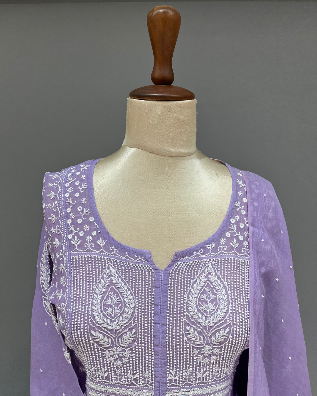 Mul Chanderi Chikankari Sharara Set - Lavender