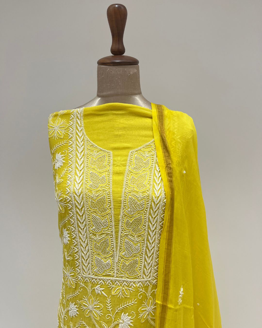 Mul Chikankari Unstitched 2pc Suit - Blazing Yellow
