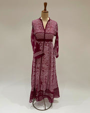 Georgette Anarkali Chikankari Kurta - Mehroon