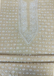 Moonga Silk Chikankari Men's Kurta - Beige