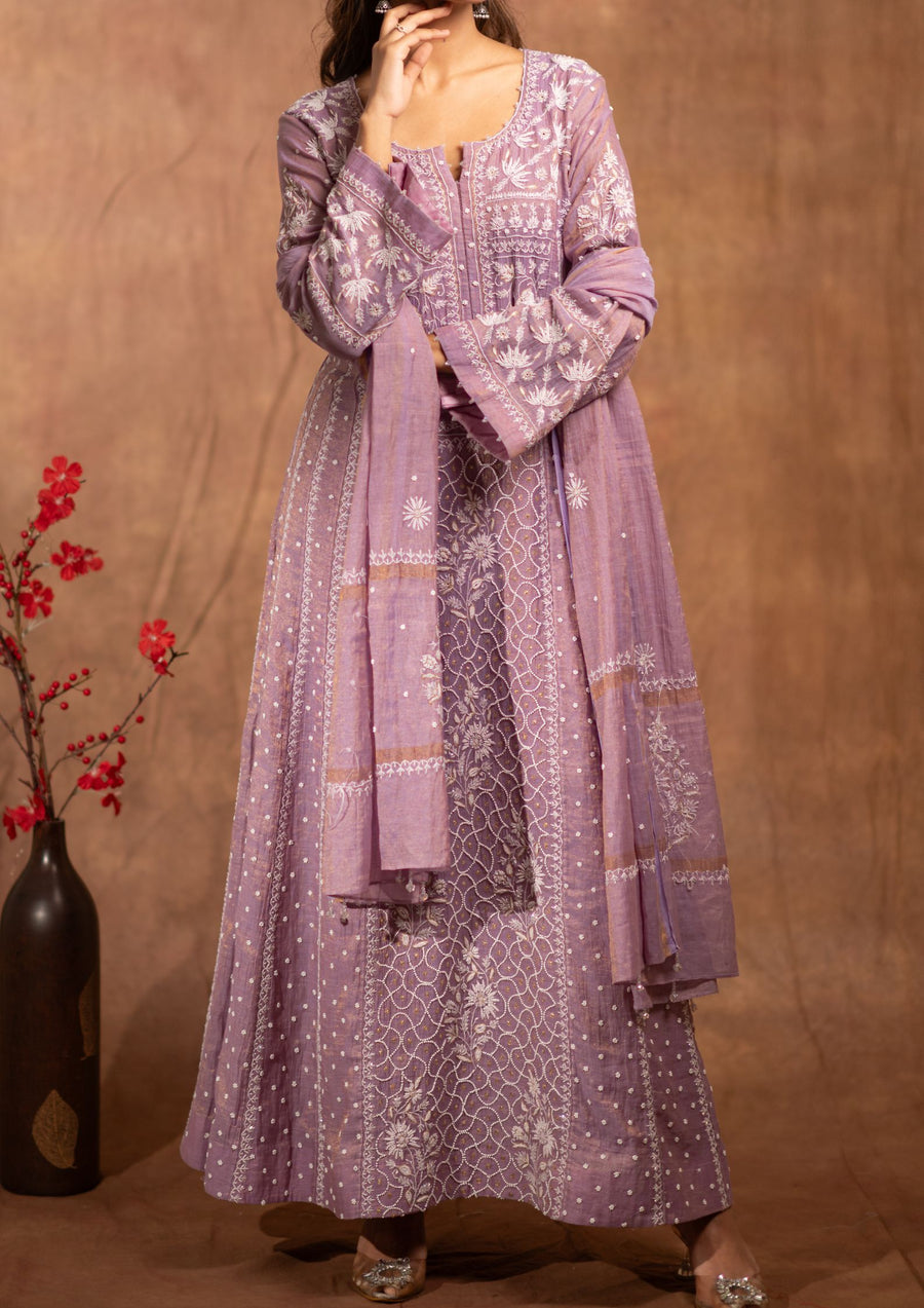 Tissue Chanderi Chikankari Anarkali - sc2410374