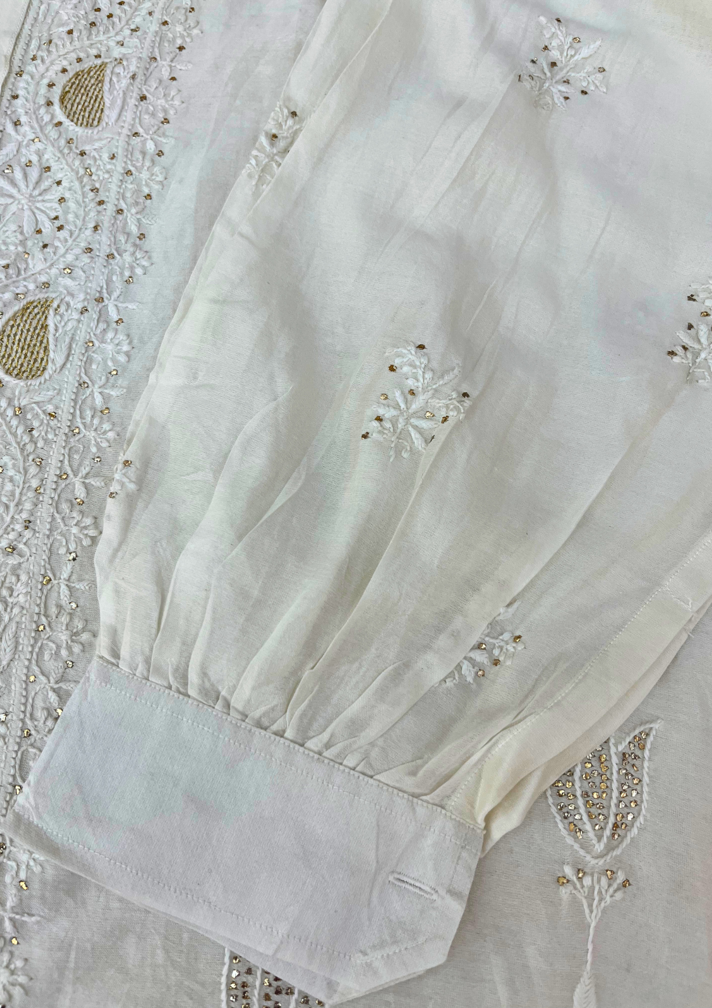 Chikankari Semistitched Chanderi Co-ord Set - White