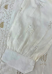 Chikankari Semistitched Chanderi Co-ord Set - White