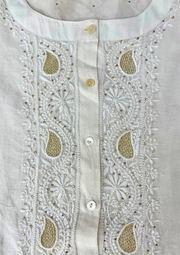 Chikankari Semistitched Chanderi Co-ord Set - White