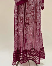 Georgette Anarkali Chikankari Kurta - Mehroon