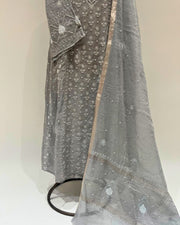 Tissue Chikankari Unstitched Anarkali - Alaska Grey