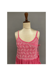 Muslin Chikankari Co-ord Set - Fuchsia Pink