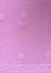 Chikankari Vescouse Unstitched Suit - Mauvish Pink