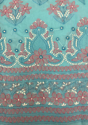 Cotton Unstitched Chikankari suit - Pink And Blue
