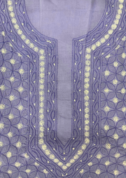 Cotton Chikankari Unstitched Suit - Blue