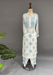 Muslin Chikankari Co-ord Set - White