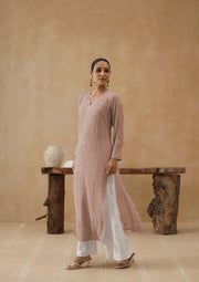 Georgette Long Kurti  - dusty petal
