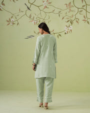 Muslin Chikankari Co-ord Set - Sage Green