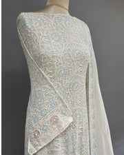 Pure Georgette Chikankari Unstitched Anarkali - Multicolour