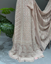 Pure Georgette Chikankari Unstitched Lehnga - Dusty Pink