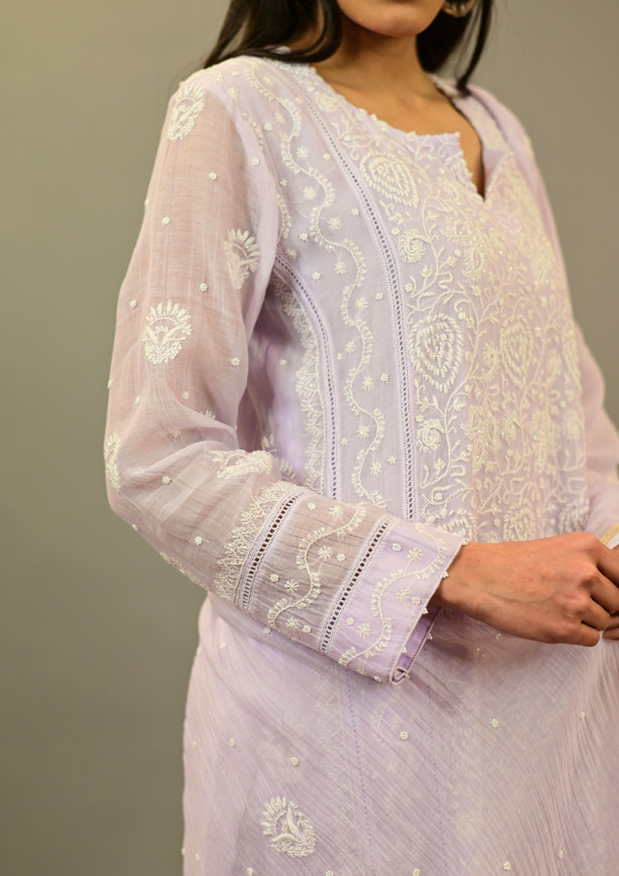 Light Purple Mul Chanderi Suit