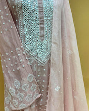 Mul Chikankari Unstitched Anarkali - Blush Pink