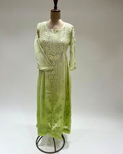 Viscose Anarkali Chikankari Kurta - Green Grape