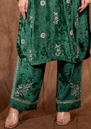 Chikankari Co-ord Set in Velvet Fabric - sc2424240