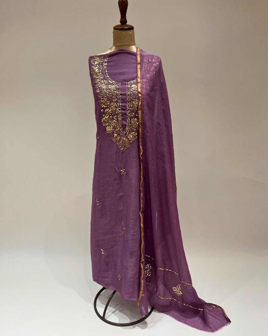 Mul Chikankari Unstitched 2pc Suit - Chive Blossom