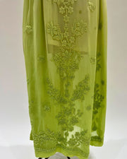 Viscose Anarkali Chikankari Kurta - Green Grape