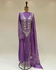 Tissue Chikankari Unstitched Anarkali - Amethyst Purple