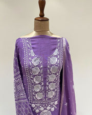 Tissue Chikankari Unstitched Anarkali - Amethyst Purple