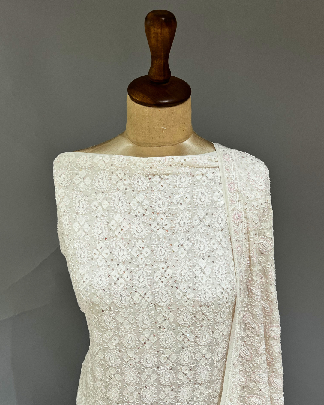 Chikankari Georgette Kurta ans Dupatta Set - Ivory