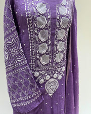 Tissue Chikankari Unstitched Anarkali - Amethyst Purple