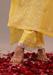 Radiant Yellow Mul Chanderi suit