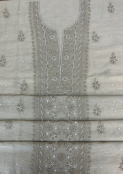 Linen Chikankari Unstitched 2Pc Suit - Beige