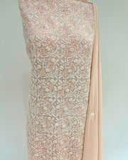 Pure Georgette Chikankari Unstitched 2pc Suit - Peach