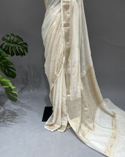 Mul Chikankari Saree - Ivory