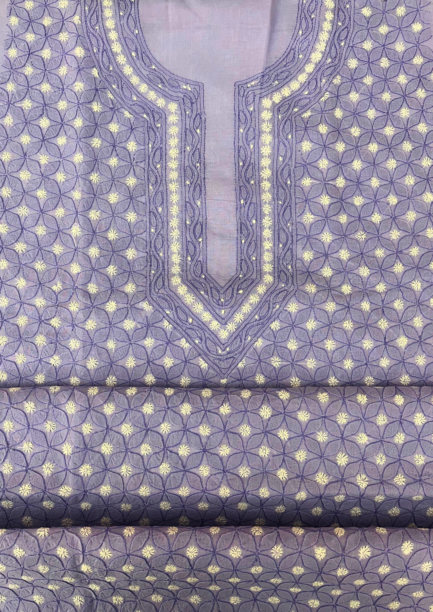 Cotton Chikankari Unstitched Suit - Blue