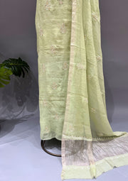 Tissue Chikankari Unstitch 2pc Suit - Mint Green