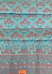 Cotton Unstitched Chikankari suit - Pink And Blue
