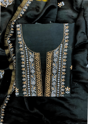 Unstitched Black Suit - Chanderi