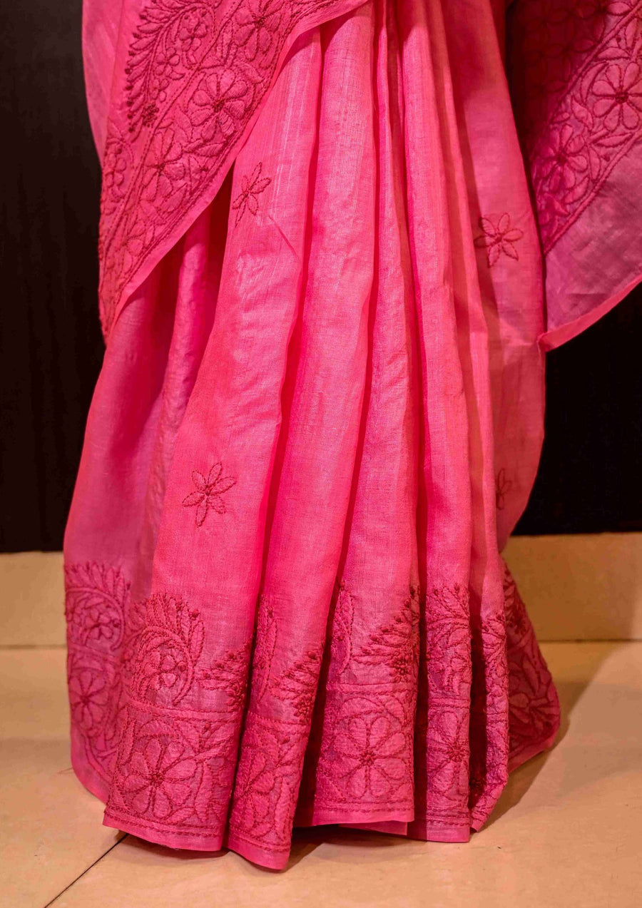 Silk Chikankari Saree - Pink sc2423267