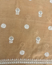 Mul Chanderi Chikankari Unstitched Mens Kurta - Coffee Latte