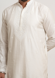 Tissue Chanderi Chikankari Mens Kurta